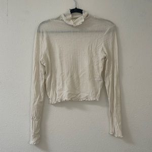 Madewell Ribbed Cream Turtleneck Top